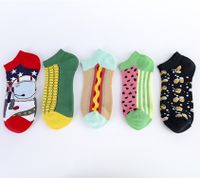 Unisex Casual Color Block Cotton Printing Ankle Socks A Pair main image 1