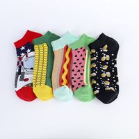 Unisex Casual Color Block Cotton Printing Ankle Socks A Pair main image 5