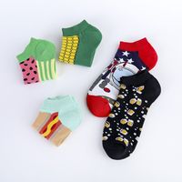 Unisex Casual Color Block Cotton Printing Ankle Socks A Pair main image 2