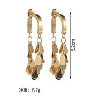 1 Pair Elegant Simple Style Water Droplets Solid Color Plating Square Ear Studs Part 304 Stainless Steel Tassel Part Is Copper Chain 18K Gold Plated Drop Earrings main image 8