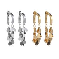 1 Pair Elegant Simple Style Water Droplets Solid Color Plating Square Ear Studs Part 304 Stainless Steel Tassel Part Is Copper Chain 18K Gold Plated Drop Earrings main image 3