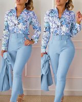 Women's Classic Style Flower Linen Polyester Printing Pants Sets main image 3