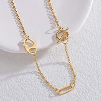 304 Stainless Steel 18K Gold Plated Elegant Simple Style Toggle Plating Solid Color Necklace main image 1