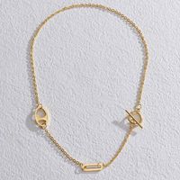 304 Stainless Steel 18K Gold Plated Elegant Simple Style Toggle Plating Solid Color Necklace main image 4