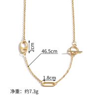 304 Stainless Steel 18K Gold Plated Elegant Simple Style Toggle Plating Solid Color Necklace main image 6