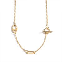 304 Stainless Steel 18K Gold Plated Elegant Simple Style Toggle Plating Solid Color Necklace main image 3