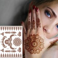 Ethnic Style Semi-permanent Brown Red Indian Hannah Waterproof Lace Tattoo Sticker main image 1