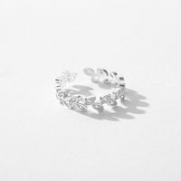 Simple Style Leaves Sterling Silver Plating Inlay Zircon Rhodium Plated Rings main image 1