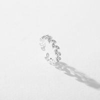 Simple Style Leaves Sterling Silver Plating Inlay Zircon Rhodium Plated Rings main image 3