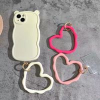 Simple Style Heart Shape Silica Gel Metal Button Patchwork Keychain main image 4