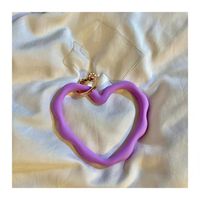 Simple Style Heart Shape Silica Gel Metal Button Patchwork Keychain sku image 4
