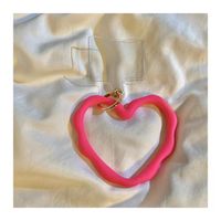 Simple Style Heart Shape Silica Gel Metal Button Patchwork Keychain sku image 7
