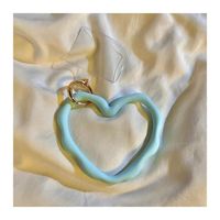 Simple Style Heart Shape Silica Gel Metal Button Patchwork Keychain sku image 9
