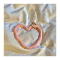 Simple Style Heart Shape Silica Gel Metal Button Patchwork Keychain sku image 11