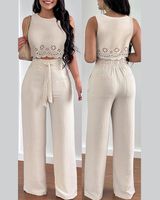 Conjuntos De Pantalones De Impresión De Poliéster De Color Sólido Elegante Para Mujer main image 1