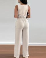 Conjuntos De Pantalones De Impresión De Poliéster De Color Sólido Elegante Para Mujer main image 3
