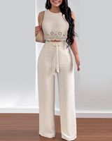 Conjuntos De Pantalones De Impresión De Poliéster De Color Sólido Elegante Para Mujer main image 4