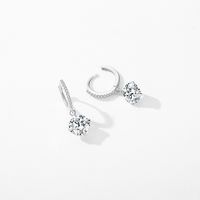 1 Pair Elegant Luxurious Round Plating Inlay Sterling Silver Zircon Rhodium Plated Drop Earrings main image 1