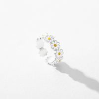 Simple Style Flower Sterling Silver Epoxy Silver Plated Rings main image video