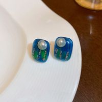 1 Pair Retro Color Block Heart Shape Pleated Inlay Copper Rhinestones Drop Earrings sku image 14