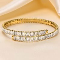 Ig Style Vacation Geometric Stainless Steel Plating Inlay Zircon 18k Gold Plated Bangle main image 5
