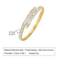 Ig Style Vacation Geometric Stainless Steel Plating Inlay Zircon 18k Gold Plated Bangle main image 4