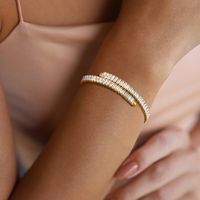 Ig Style Vacation Geometric Stainless Steel Plating Inlay Zircon 18k Gold Plated Bangle main image 3