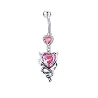 Cute Novelty Heart Shape Stainless Steel Alloy Copper Plating Inlay Zircon White Gold Plated Lip Stud Ear Studs Belly Ring main image 9