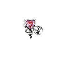 Cute Novelty Heart Shape Stainless Steel Alloy Copper Plating Inlay Zircon White Gold Plated Lip Stud Ear Studs Belly Ring main image 6