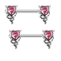Cute Novelty Heart Shape Stainless Steel Alloy Copper Plating Inlay Zircon White Gold Plated Lip Stud Ear Studs Belly Ring main image 8