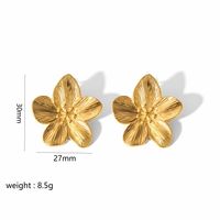 304 Stainless Steel 18K Gold Plated Retro Plating Flower Rings Earrings sku image 1
