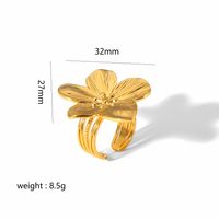 304 Stainless Steel 18K Gold Plated Retro Plating Flower Rings Earrings sku image 2