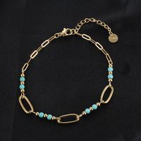 Retro Ethnic Style Star Tree Heart Shape Stainless Steel Beaded Plating Inlay Turquoise Zircon 18k Gold Plated Bracelets sku image 9