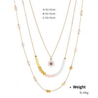 Sweet Flower Artificial Crystal Copper Wholesale Three Layer Necklace sku image 1
