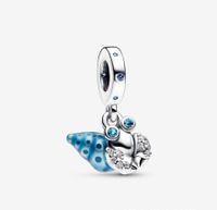 Cute Hermit Crab Sterling Silver Inlay Zircon Charms main image 1