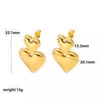 1 Pair Classic Style Heart Shape Polishing Plating 304 Stainless Steel Drop Earrings Ear Studs sku image 5