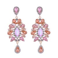 1 Paire Élégant Géométrique Incruster Strass Strass Boucles D'oreilles main image 2