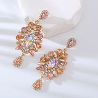 1 Paire Élégant Géométrique Incruster Strass Strass Boucles D'oreilles sku image 3