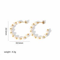 1 Pair Lady C Shape Beaded Inlay 304 Stainless Steel Artificial Pearls Earrings sku image 3