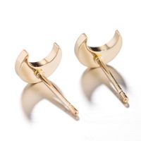 1 Pair Cute Simple Style Classic Style Moon Stainless Steel 18k Gold Plated Ear Studs main image 4