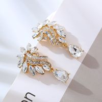 1 Pair Elegant Flower Inlay Alloy Rhinestones Drop Earrings main image 3