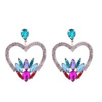 1 Pair Lady Classic Style Heart Shape Inlay Alloy Rhinestones Drop Earrings main image 2