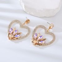 1 Pair Lady Classic Style Heart Shape Inlay Alloy Rhinestones Drop Earrings main image 3
