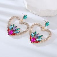 1 Pair Lady Classic Style Heart Shape Inlay Alloy Rhinestones Drop Earrings sku image 4
