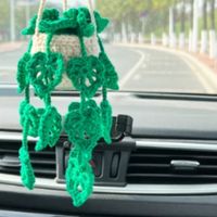 Hand-crocheted Chlorophytum Potted Yarn Car Rearview Mirror Creative Ornament sku image 29