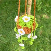 Hand-crocheted Chlorophytum Potted Yarn Car Rearview Mirror Creative Ornament sku image 37