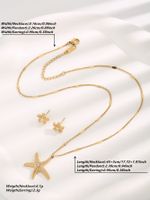 Lady Beach Starfish Titanium Steel Plating Inlay Zircon Gold Plated Earrings Necklace main image 2