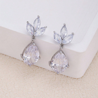 1 Pair Casual Simple Style Shiny Heart Shape Bow Knot Inlay Copper Zircon K Gold Plated Rhodium Plated Drop Earrings Ear Studs main image 2