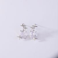 1 Pair Casual Simple Style Shiny Heart Shape Bow Knot Inlay Copper Zircon K Gold Plated Rhodium Plated Drop Earrings Ear Studs sku image 4