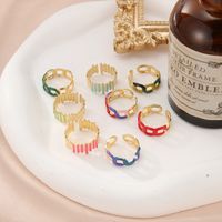 Casual Simple Style Oval Stainless Steel Enamel Plating 18k Gold Plated Open Rings main image 2